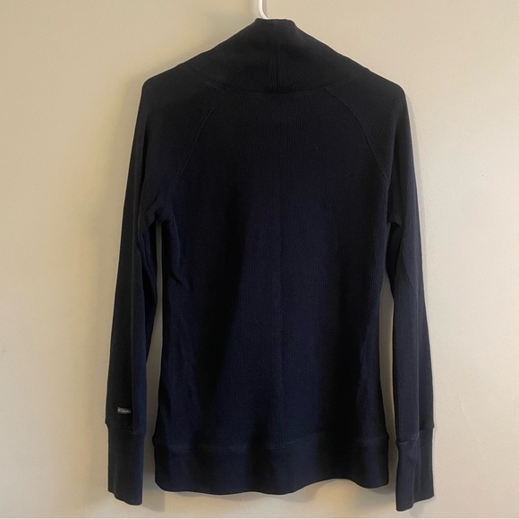 Columbia Large Long Sleeve Waffle Knit Sweater Fall Winter Black Layer - Picture 4 of 5